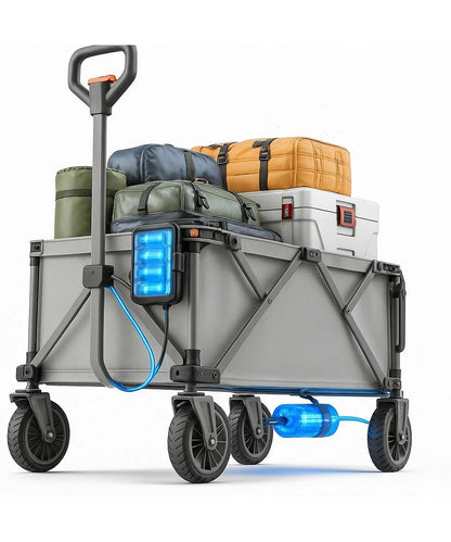 Foldable Portable Electric Utility Wagon – Effortless Heavy Cargo Handling