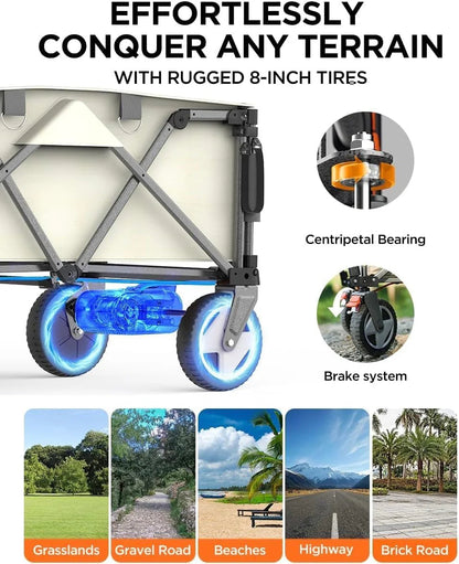 Foldable Portable Electric Utility Wagon – Effortless Heavy Cargo Handling