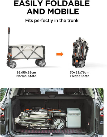 Foldable Portable Electric Utility Wagon – Effortless Heavy Cargo Handling